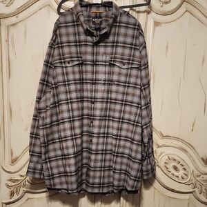 Men's Ariat Gray Plaid Long Sleeve Shirt